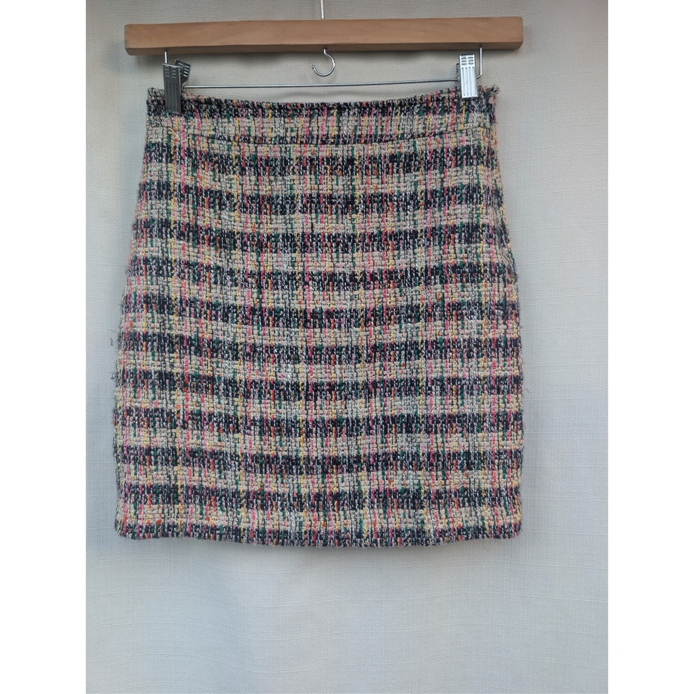 Talbots Petite Tweed Mini Skirt Womens 2P Multicolor Plaid Academia